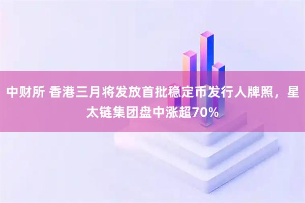 中财所 香港三月将发放首批稳定币发行人牌照，星太链集团盘中涨超70%