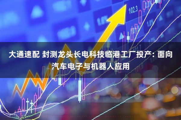 大通速配 封测龙头长电科技临港工厂投产: 面向汽车电子与机器人应用